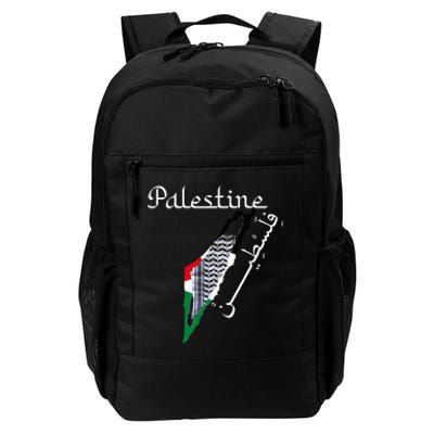 Palestine Map Keffiyeh Scarf Palestinian Flag in Arabic Daily Commute Backpack