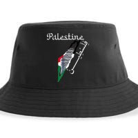Palestine Map Keffiyeh Scarf Palestinian Flag in Arabic Sustainable Bucket Hat