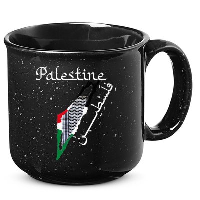 Palestine Map Keffiyeh Scarf Palestinian Flag in Arabic 15oz Campfire Ceramic Mug
