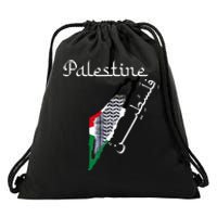 Palestine Map Keffiyeh Scarf Palestinian Flag in Arabic Drawstring Bag