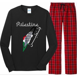 Palestine Map Keffiyeh Scarf Palestinian Flag in Arabic Long Sleeve Pajama Set