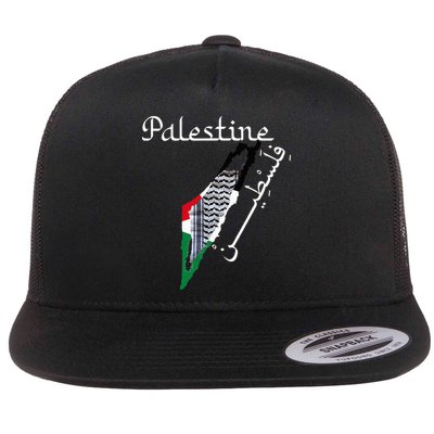 Palestine Map Keffiyeh Scarf Palestinian Flag in Arabic Flatbill Hat
