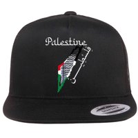 Palestine Map Keffiyeh Scarf Palestinian Flag in Arabic Flat Bill Trucker Hat