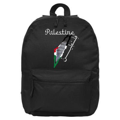 Palestine Map Keffiyeh Scarf Palestinian Flag in Arabic 16 in Basic Backpack