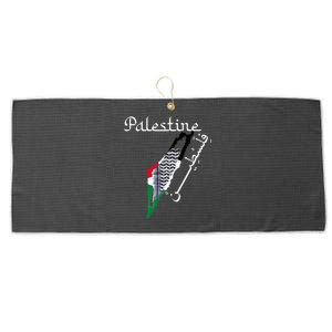 Palestine Map Keffiyeh Scarf Palestinian Flag in Arabic Large Microfiber Waffle Golf Towel