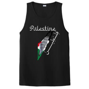 Palestine Map Keffiyeh Scarf Palestinian Flag in Arabic PosiCharge Competitor Tank