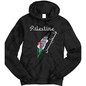 Palestine Map Keffiyeh Scarf Palestinian Flag in Arabic Tie Dye Hoodie