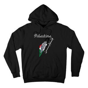 Palestine Map Keffiyeh Scarf Palestinian Flag in Arabic Tall Hoodie