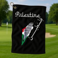 Palestine Map Keffiyeh Scarf Palestinian Flag in Arabic Golf Towel
