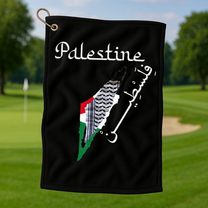 Palestine Map Keffiyeh Scarf Palestinian Flag in Arabic Golf Towel