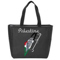 Palestine Map Keffiyeh Scarf Palestinian Flag in Arabic Zip Tote Bag