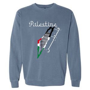 Palestine Map Keffiyeh Scarf Palestinian Flag in Arabic Garment-Dyed Sweatshirt