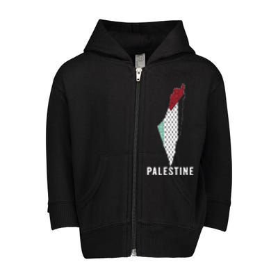 Palestine Map Kofeyah Palestine Toddler Zip Fleece Hoodie