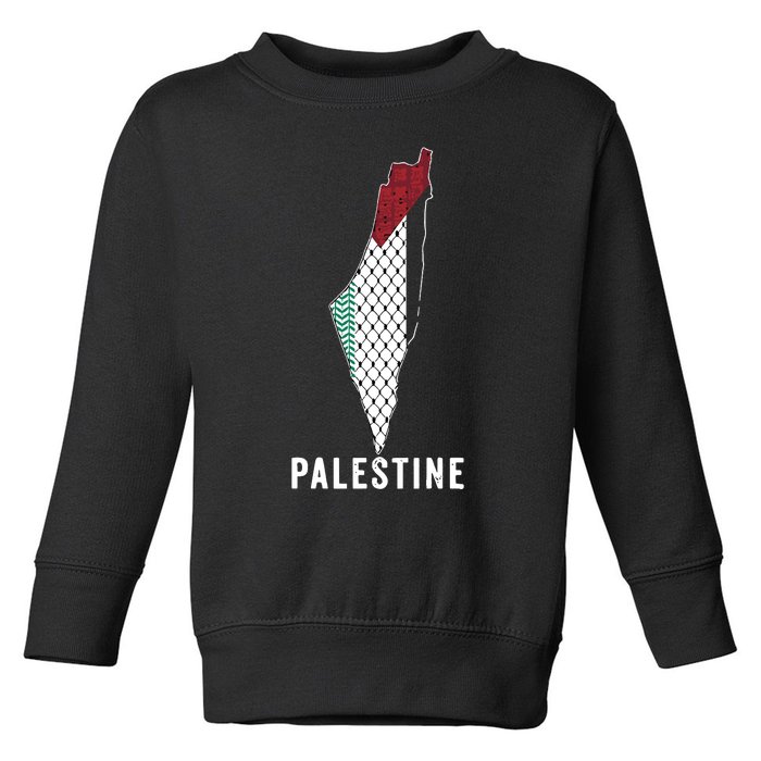 Palestine Map Kofeyah Palestine Toddler Sweatshirt