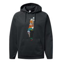 Palestine Map Kofeyah Palestine Performance Fleece Hoodie