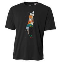 Palestine Map Kofeyah Palestine Cooling Performance Crew T-Shirt