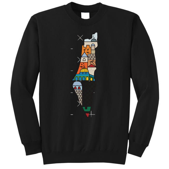 Palestine Map Kofeyah Palestine Sweatshirt