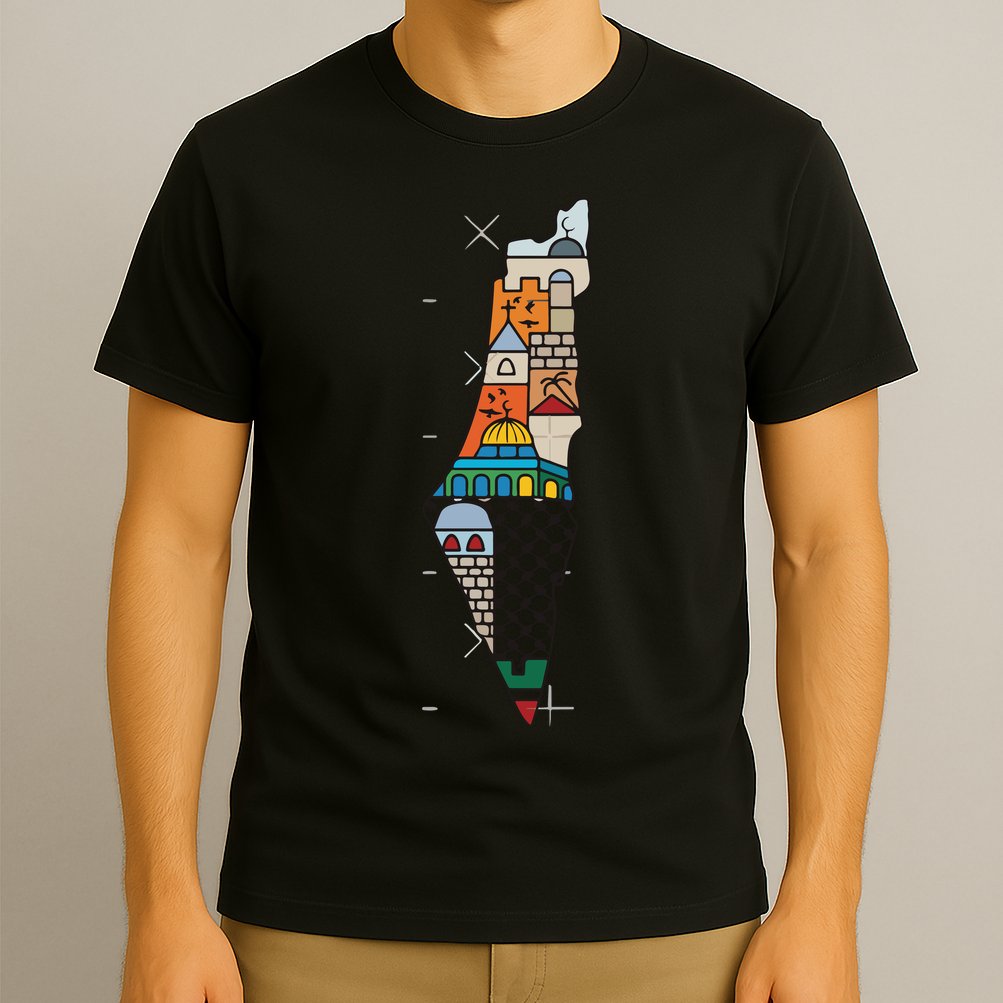 Palestine Map Kofeyah Palestine T-Shirt