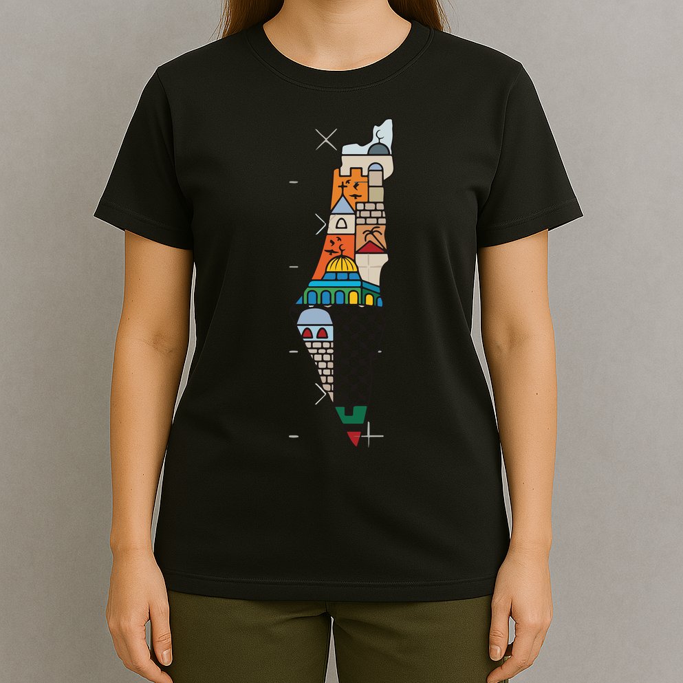 Palestine Map Kofeyah Palestine T-Shirt