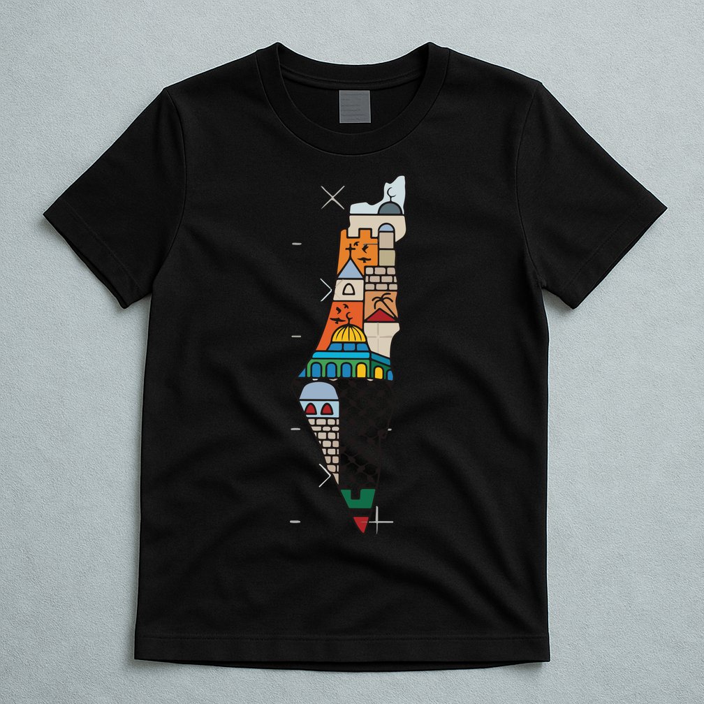 Palestine Map Kofeyah Palestine T-Shirt