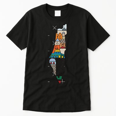 Palestine Map Kofeyah Palestine Tall T-Shirt