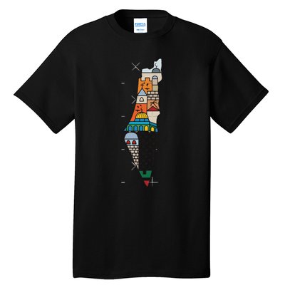 Palestine Map Kofeyah Palestine Tall T-Shirt