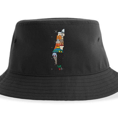 Palestine Map Kofeyah Palestine Sustainable Bucket Hat
