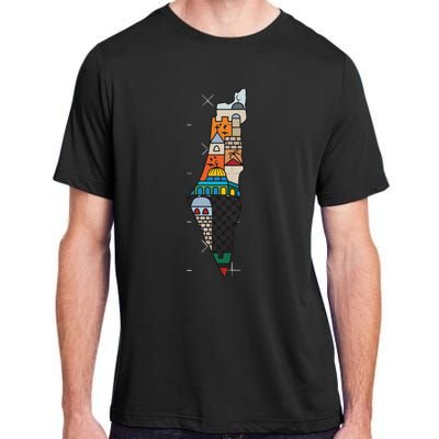 Palestine Map Kofeyah Palestine Adult ChromaSoft Performance T-Shirt