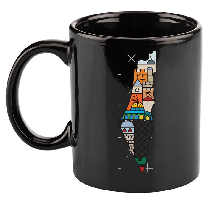 Palestine Map Kofeyah Palestine 11oz C Handle Ceramic Mug