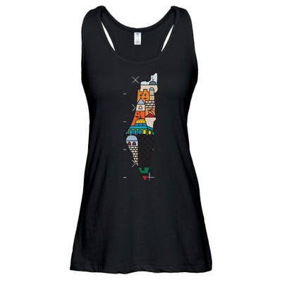 Palestine Map Kofeyah Palestine Ladies Essential Flowy Tank