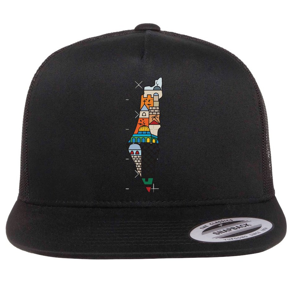 Palestine Map Kofeyah Palestine Flat Bill Trucker Hat