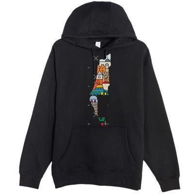 Palestine Map Kofeyah Palestine Premium Pullover Hoodie