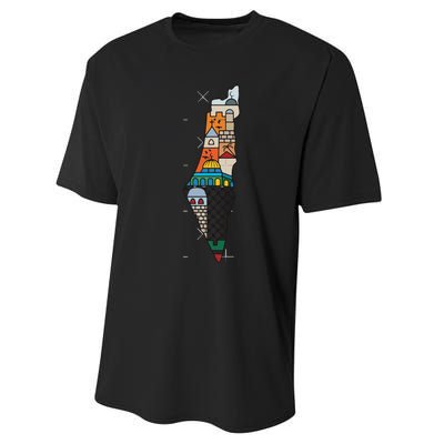 Palestine Map Kofeyah Palestine Performance Sprint T-Shirt