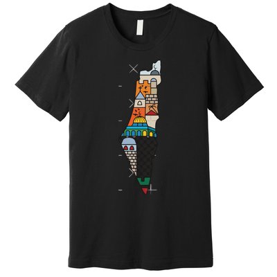 Palestine Map Kofeyah Palestine Premium T-Shirt