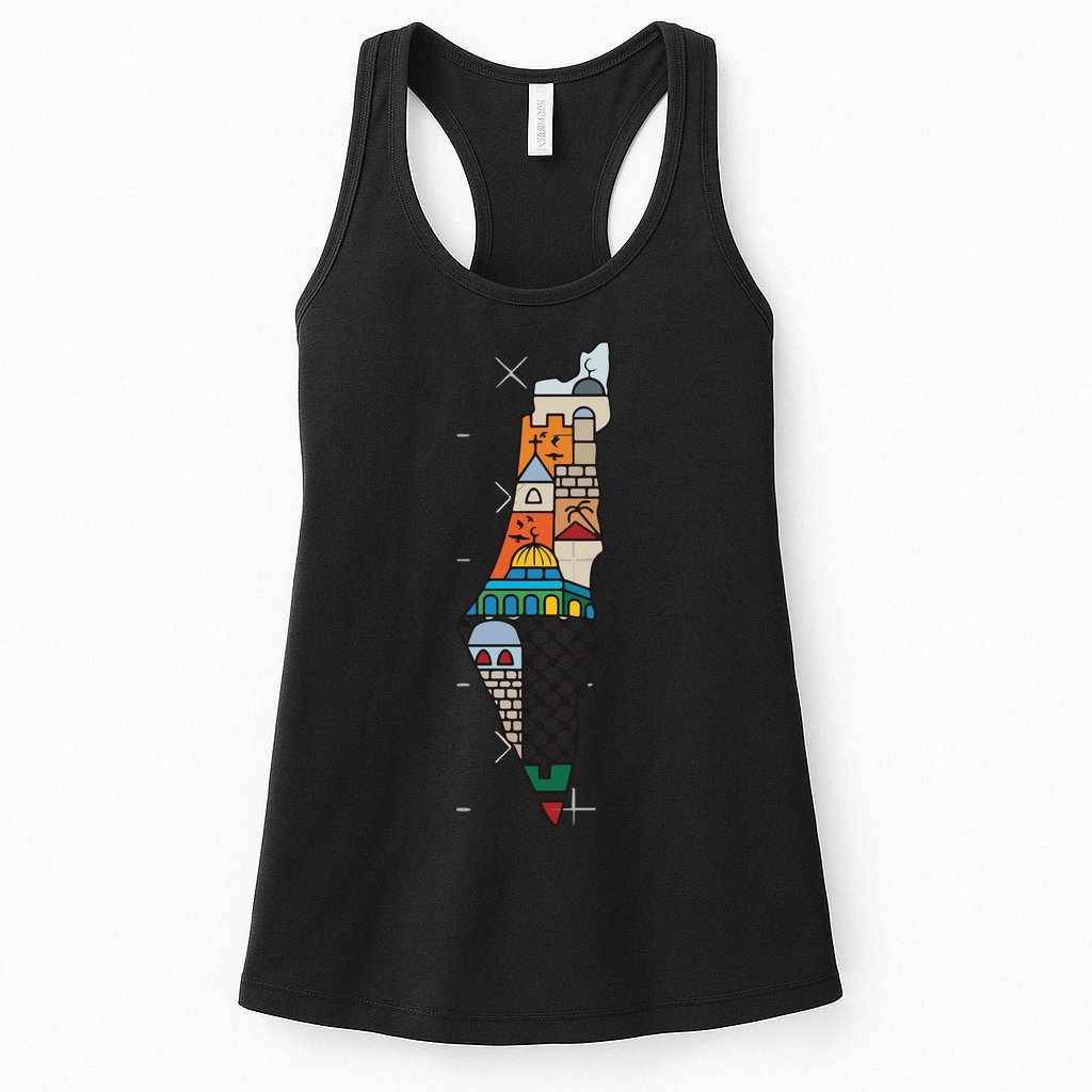 Palestine Map Kofeyah Palestine Womens Tank Top