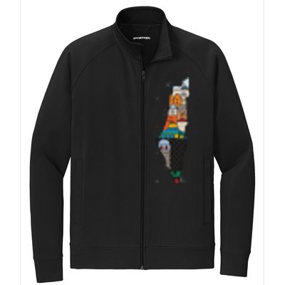 Palestine Map Kofeyah Palestine Stretch Full-Zip Cadet Jacket