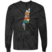 Palestine Map Kofeyah Palestine Tie-Dye Long Sleeve Shirt