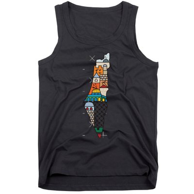 Palestine Map Kofeyah Palestine Tank Top