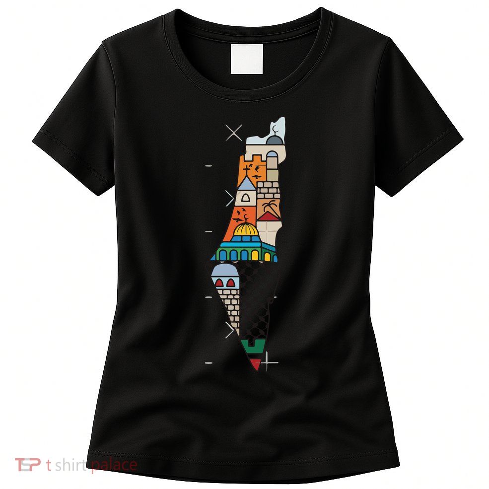 Palestine Map Kofeyah Palestine Womens T-Shirt