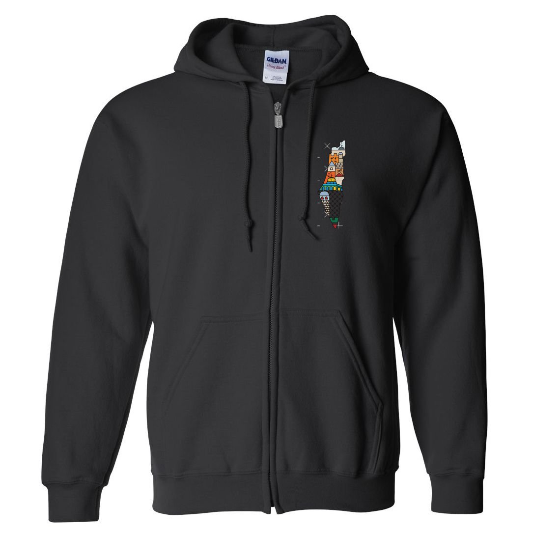 Palestine Map Kofeyah Palestine Full Zip Hoodie