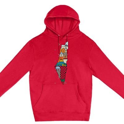 Palestine Map Kofeyah Palestine Premium Pullover Hoodie