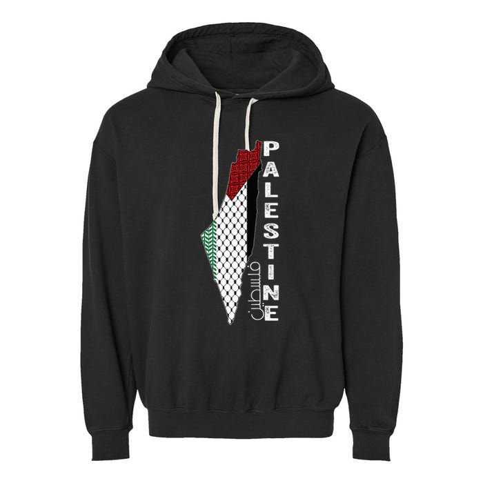 Palestinian Map Keffiyeh Thobe Patterns Palestine In Arabic Garment-Dyed Fleece Hoodie