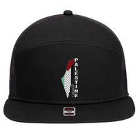 Palestinian Map Keffiyeh Thobe Patterns Palestine In Arabic 7 Panel Mesh Trucker Snapback Hat