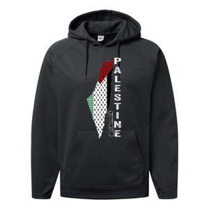 Palestinian Map Keffiyeh Thobe Patterns Palestine In Arabic Performance Fleece Hoodie