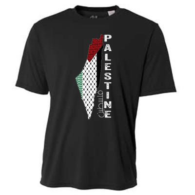 Palestinian Map Keffiyeh Thobe Patterns Palestine In Arabic Cooling Performance Crew T-Shirt