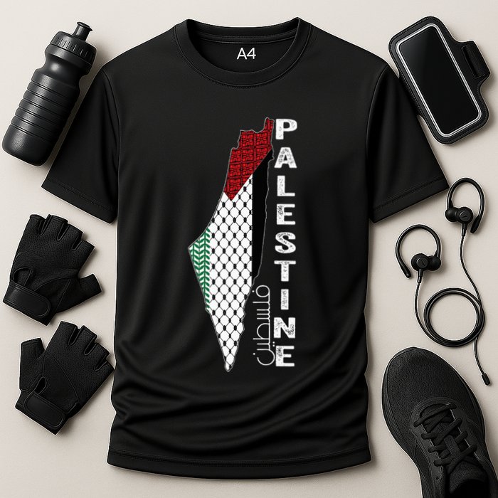 Palestinian Map Keffiyeh Thobe Patterns Palestine In Arabic Performance Shirt