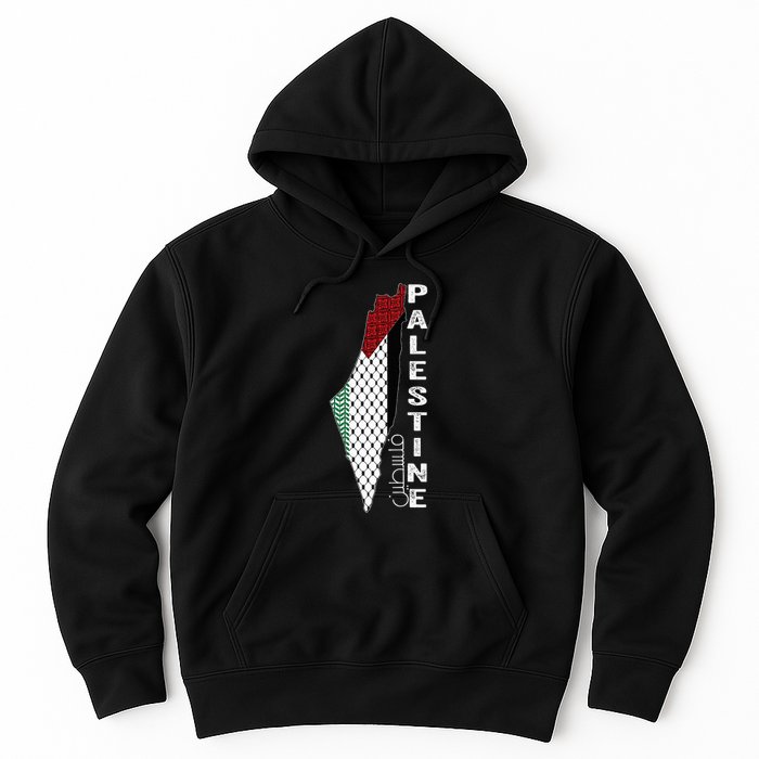 Palestinian Map Keffiyeh Thobe Patterns Palestine In Arabic Hoodie