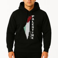 Palestinian Map Keffiyeh Thobe Patterns Palestine In Arabic Hoodie