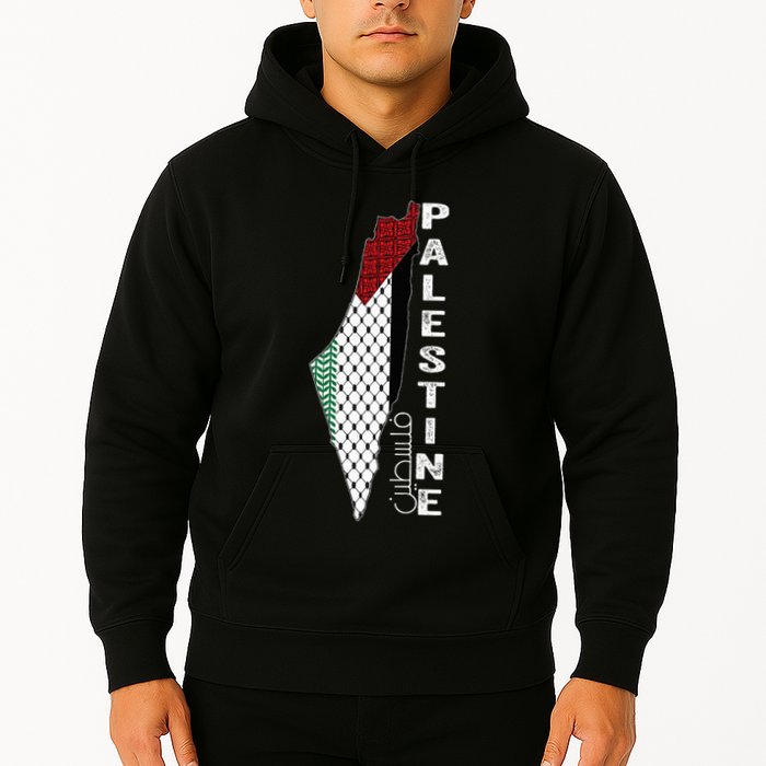 Palestinian Map Keffiyeh Thobe Patterns Palestine In Arabic Hoodie