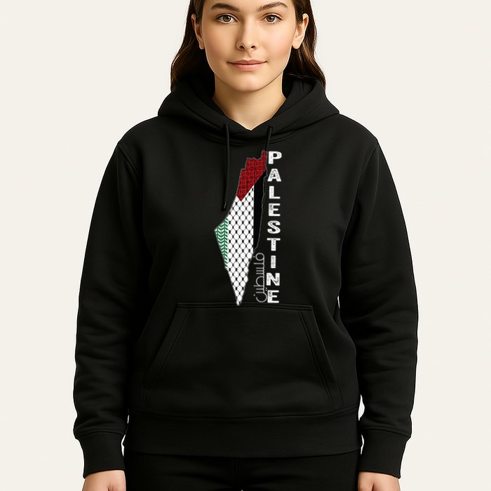 Palestinian Map Keffiyeh Thobe Patterns Palestine In Arabic Hoodie